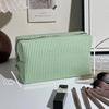 Striped Seersucker Makeup Pouch Large Capacity Durable Zipper Portable Compact Cosmetic Storage Bag for Short Trip Use