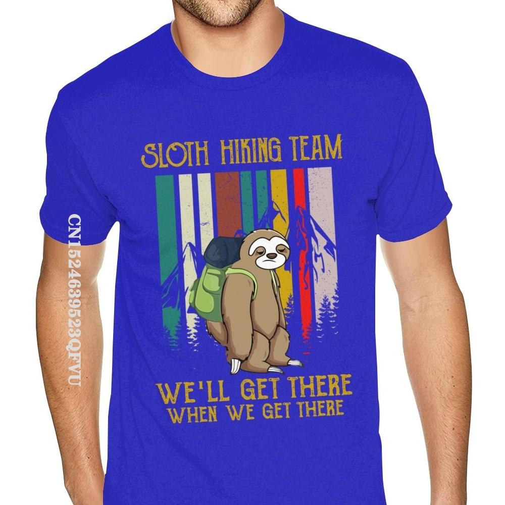 Equipo de Senderismo Perezoso Llegaremos Cuando Lleguemos Camiseta Retro Vintage para Hombre Joven Estilo Inglés Camisetas para Hombre
