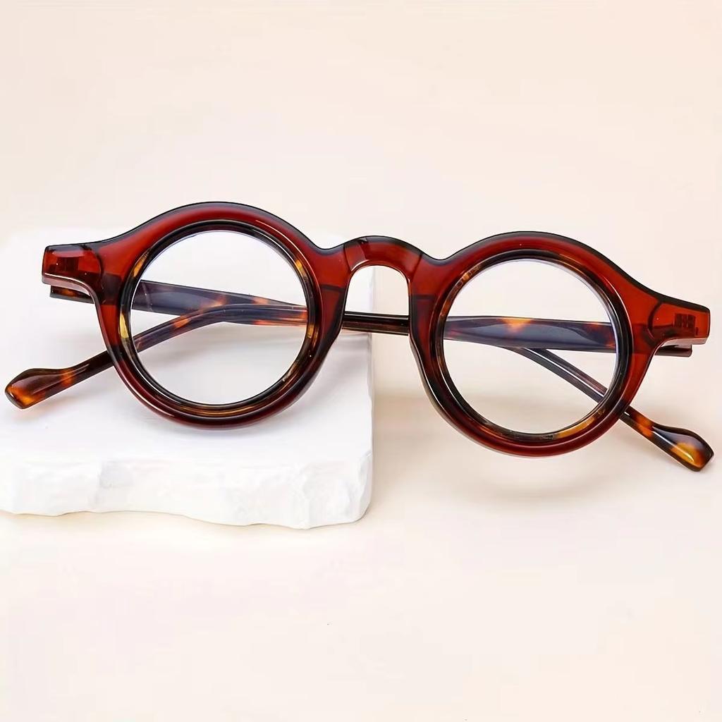 New Men Women Anti Blue Glasses Vintage Fashion Versatile Color Blocking Eyeglasses Unisex Circle Blocking Blue Light Eyewear