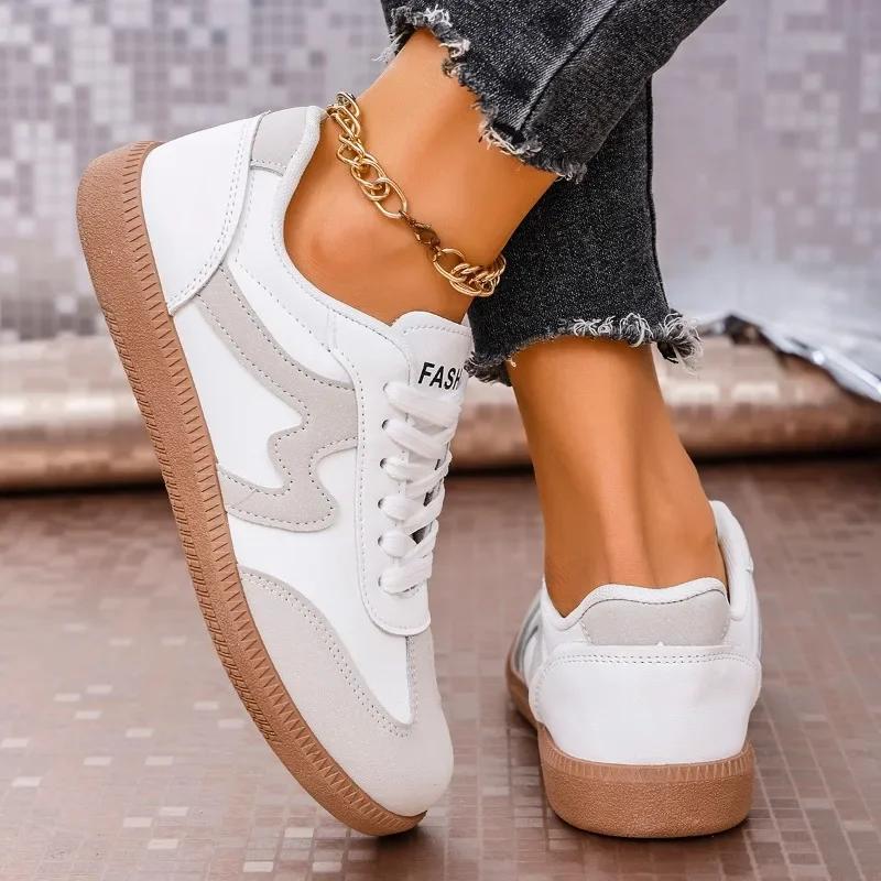 Wiosna 2025 Nowe Sznurowane Damskie Buty Sportowe Plus Size Damskie Sneakersy Mieszane Kolory Damska Moda Wszechstronne Płaskie Casualowe Sneakersy