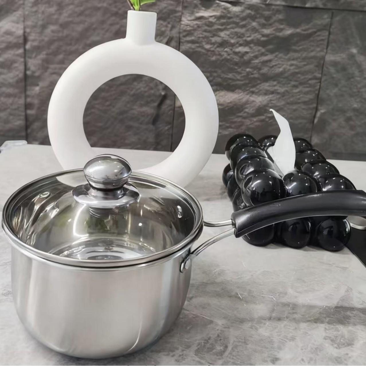 Кастрюля из нержавеющей стали для молока и детского питания с утолщенным дном и деревянной ручкой, многофункциональная пароварка Milk Pot