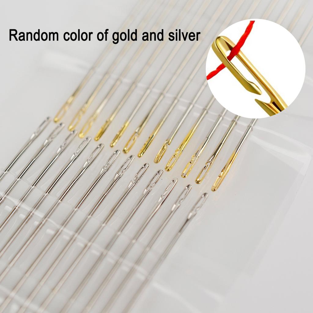 60/12PCS Stainless Steel Sewing Needles Side Hole Hand Sewing needles Self-Threading Blind Needle Household Sewing Accessories