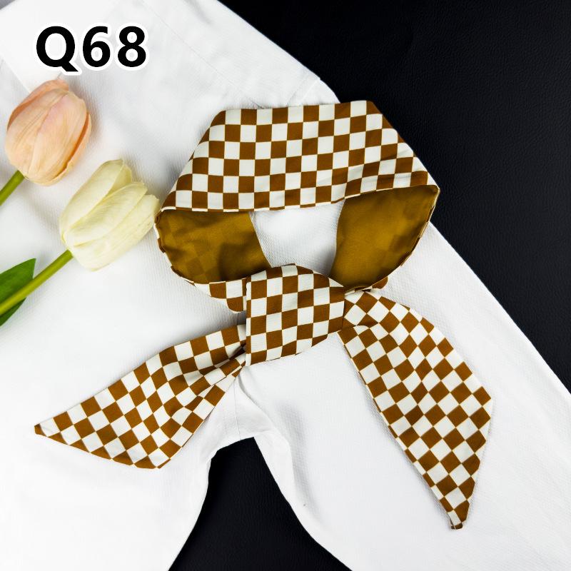 New Long Versatile Silk Scarf Tied Hair Band Bow Letter Floral Streamer Tied Bag Gift Small Silk Scarf