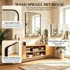 Rectangular Wall Mirror 80 x 60 cm, Modern Mirror with Metal Frame and Wood Elements for Living Room, Bathroom & Hallway (only with wall mirror)