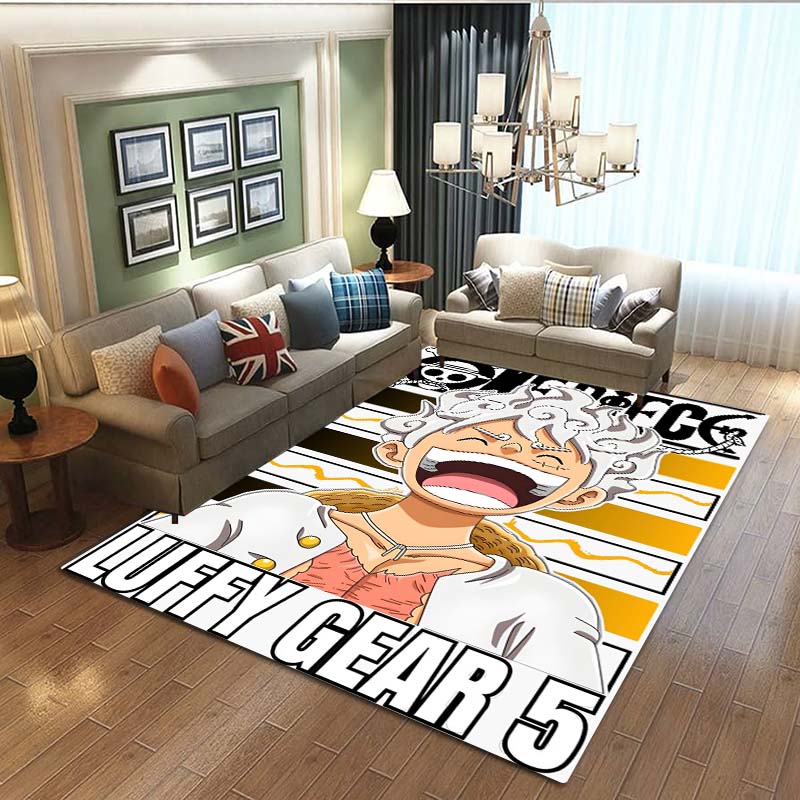 3D printed ONE PIECE cartoon cute rug, suitable for living room, bedroom, table, kitchen doorway, children's non-slip floor mat,