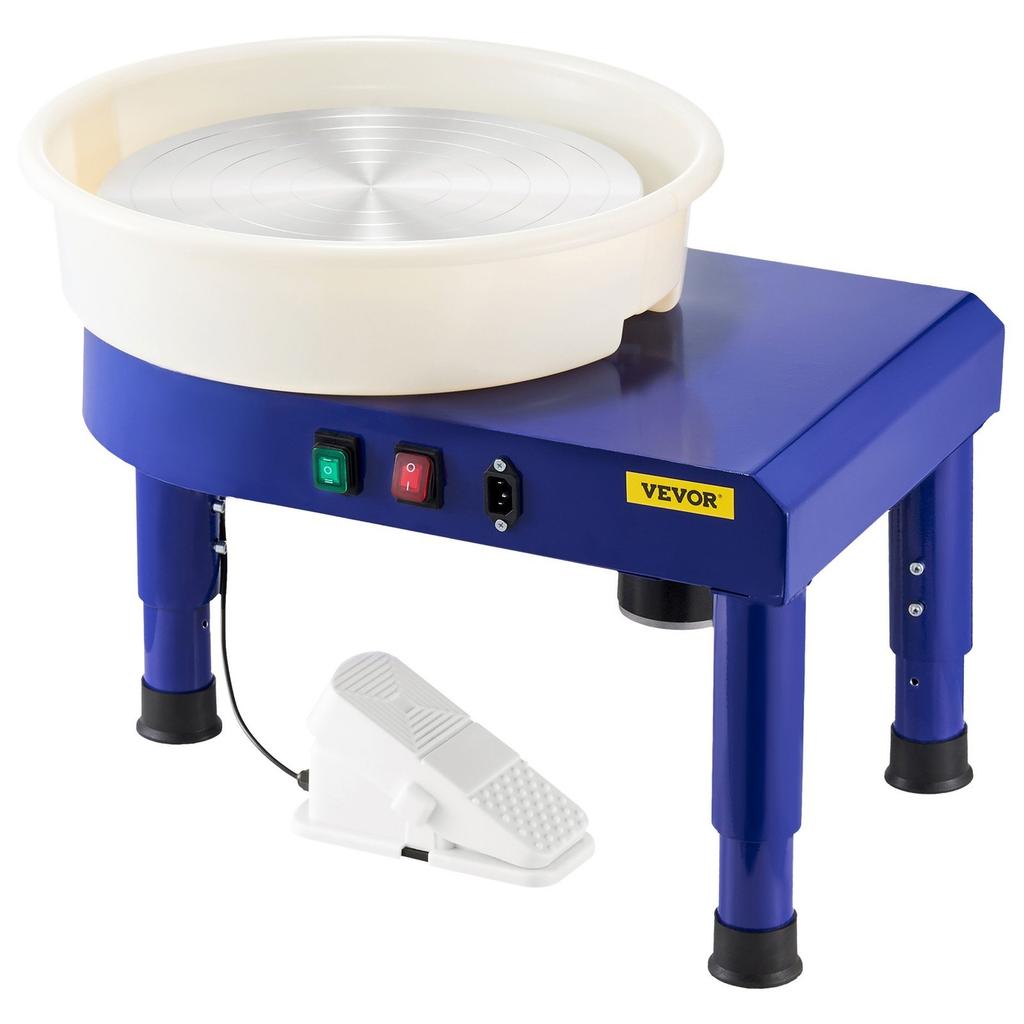 Pottery Wheel, 14 in Ceramic Wheel Forming Machine, 60-300 RPM Adjustable Speed with Foot Pedal Control, Detachable Basin, Adjustable Lift Leg,