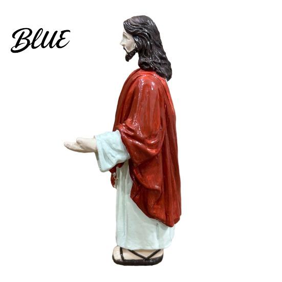 Jesus Figurine 5 Inch with Open Arm Hand Painted Religious Statue Resin Christian Sculpture for Spiritual Collection Home Decor Fabric Robe Figure