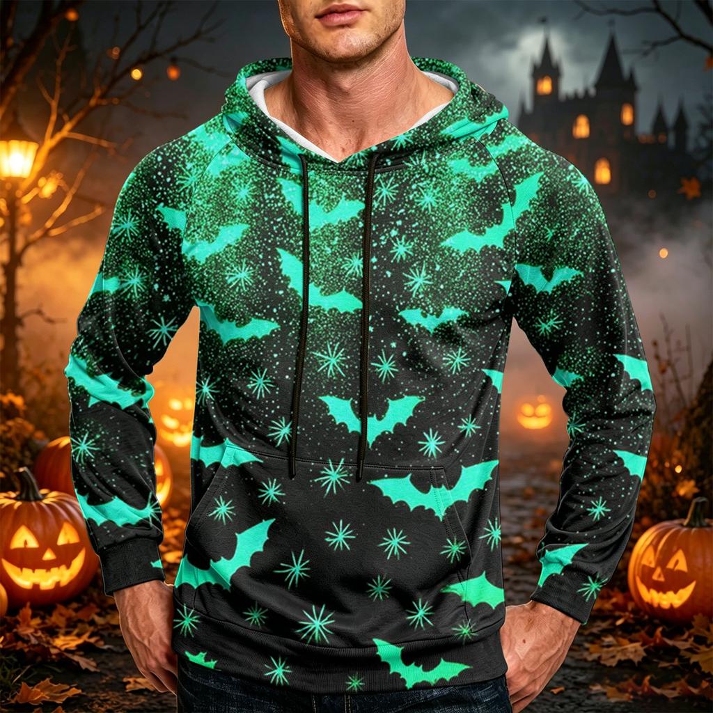 Men's Loose Fit Graphic Pullover Hoodie with Pocket and Drawstring Casual Sweatshirt