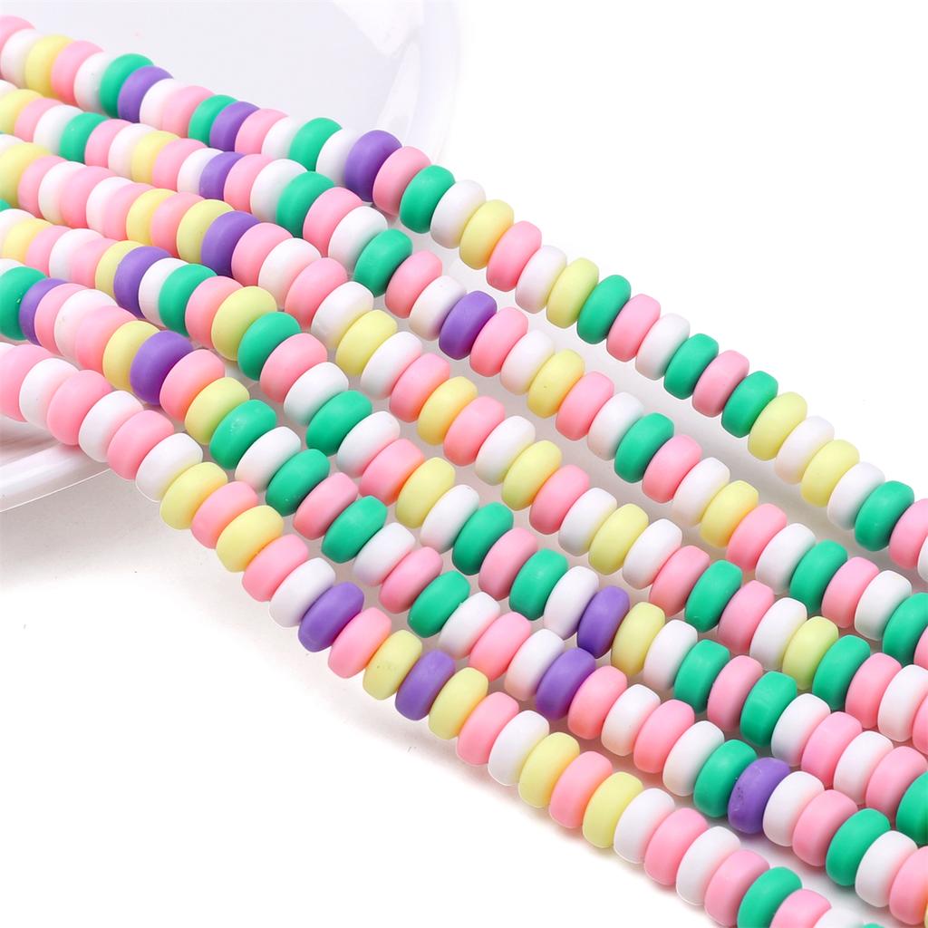115 ks Měkké keramické korálky Hliněné ploché korálky pro DIY výrobu náramků, náhrdelníků a šperků