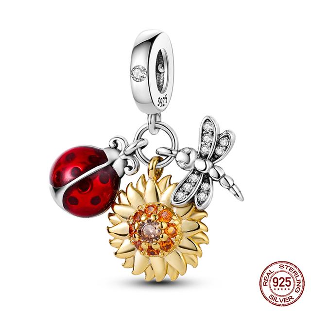 Prawdziwe 925 Sterling Silver kolorowy motyl sowa wróżka wisiorki koraliki Fit Fasion 925 oryginalne bransoletki naszyjniki Fine DIY biżuteria