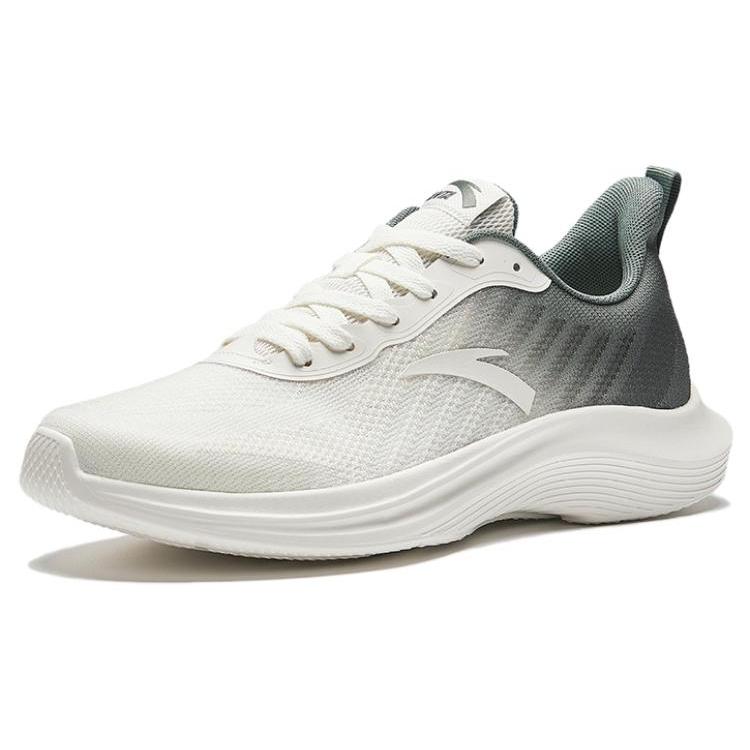 Anta Platform Cushioning Slip Resistant Abrasion Resistant Low Top Running Shoes Men's Gray Green White 912335503-4