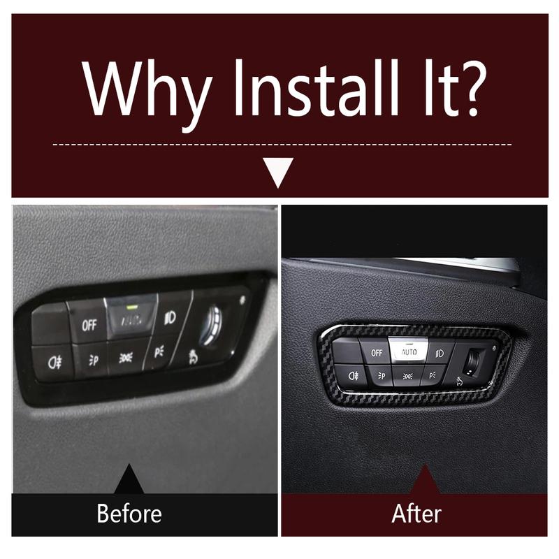 Head Light Lamp Switch Frame Decoration Cover Sticker Trim Carbon Fiber Accessories Interior For BMW 3 Series G20  - 2024