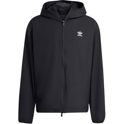 adidas Originals Solid Color Logo Hooded Zip-Up Long Sleeve Jacket Men Jackets Black JW1055