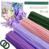 400 Pcs Pipe Cleaners Craft,4 Assorted Colors Pipe Cleaners Bulk, Chenille Stems for DIY Flower Making Kit with Floral Wires, Gardening Tape,(Purple)