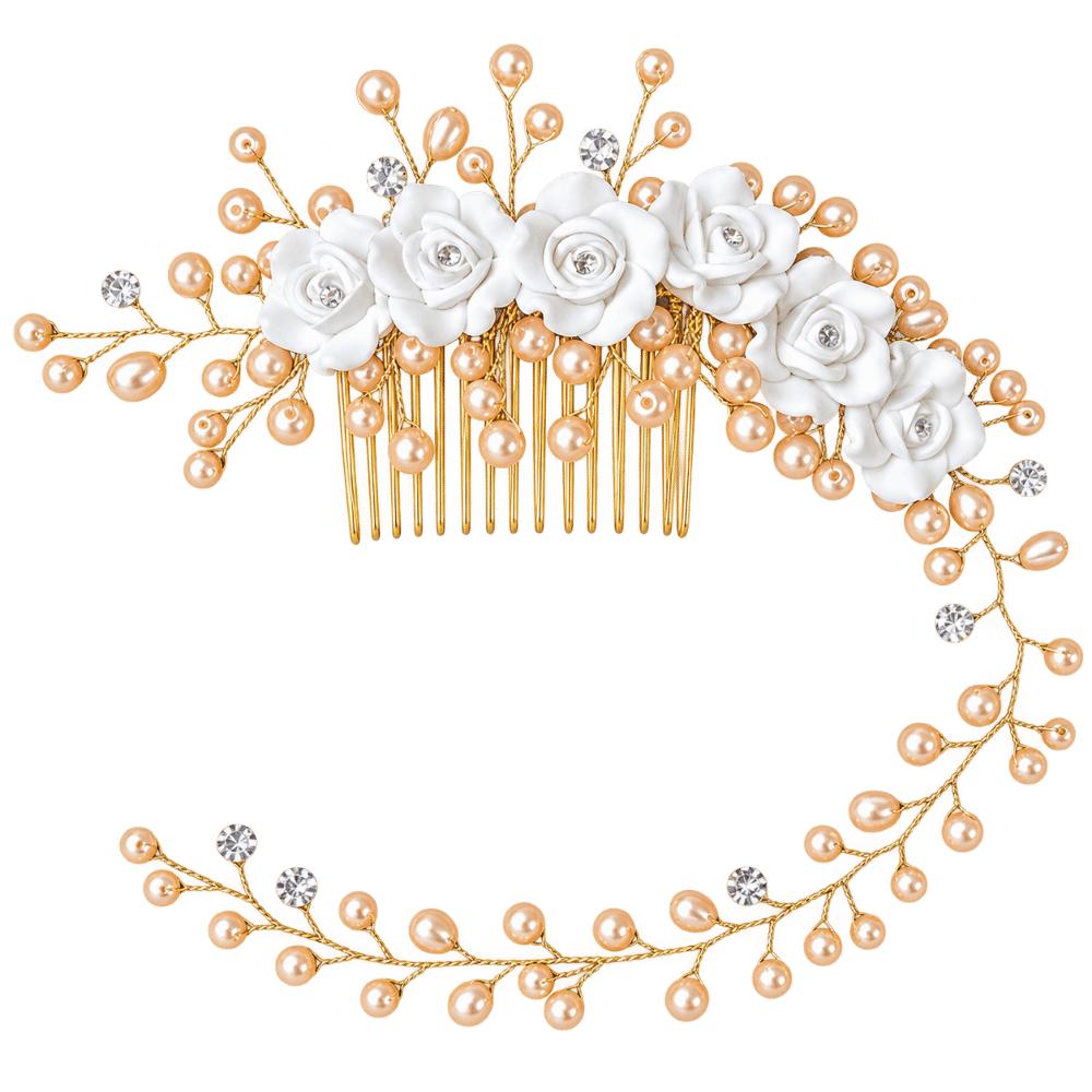 Fashion Pearl Hair Comb Vintage Flower Hair Comb Bridal Hair Accessories Engagement Party