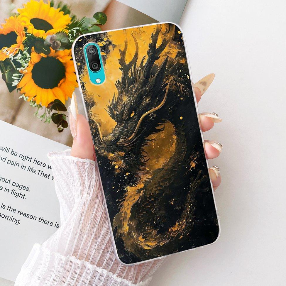 Transparent For Huawei Y7 Pro 2019 Case DUB-LX2 Cute Cat Fashion Butterfly Funny Painted Cover For Huawei Y7Pro 2019 Casing
