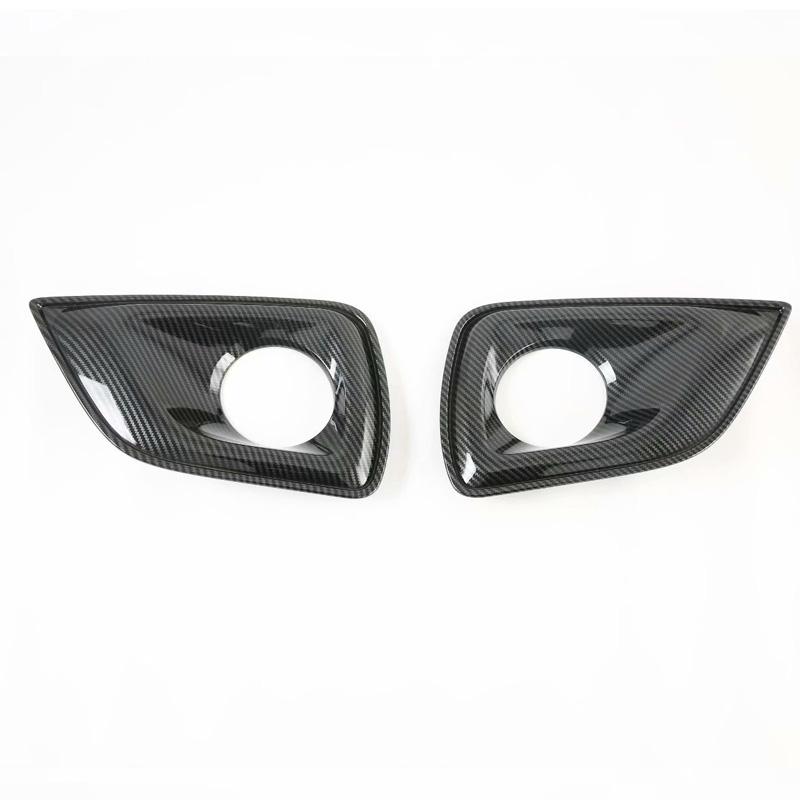 for Nissan Navara NP300 2016- chrome Carbon Fibre Car Front Fog Light Lamp Decorative Frame Cover Trim Sticker Accessories