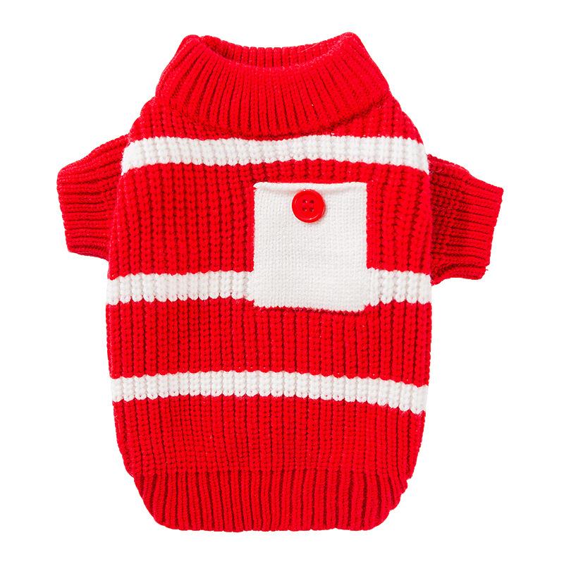 Pet Clothes Autumn and Winter Thickened Simple Pocket Striped Sweater German Cat Hairless Cat Two-legged Cat Clothes