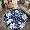 Floral Navy Style Flannel-printed Round Floor Mats Are Slip-resistant Suitable for Living Room Bedroom Terrace Garden Carpets