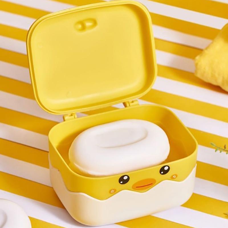 1Pc Plastic Duck Shape Soap Box Cartoon Soap Dish Drainable Soap Holder Soap Container Tray Bathroom Accessories