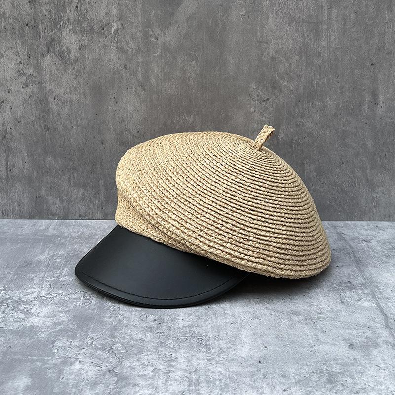 25 Niche Retro Raffia Hat Women'S Summer Vacation Sun Hat Showing Face Small Cap