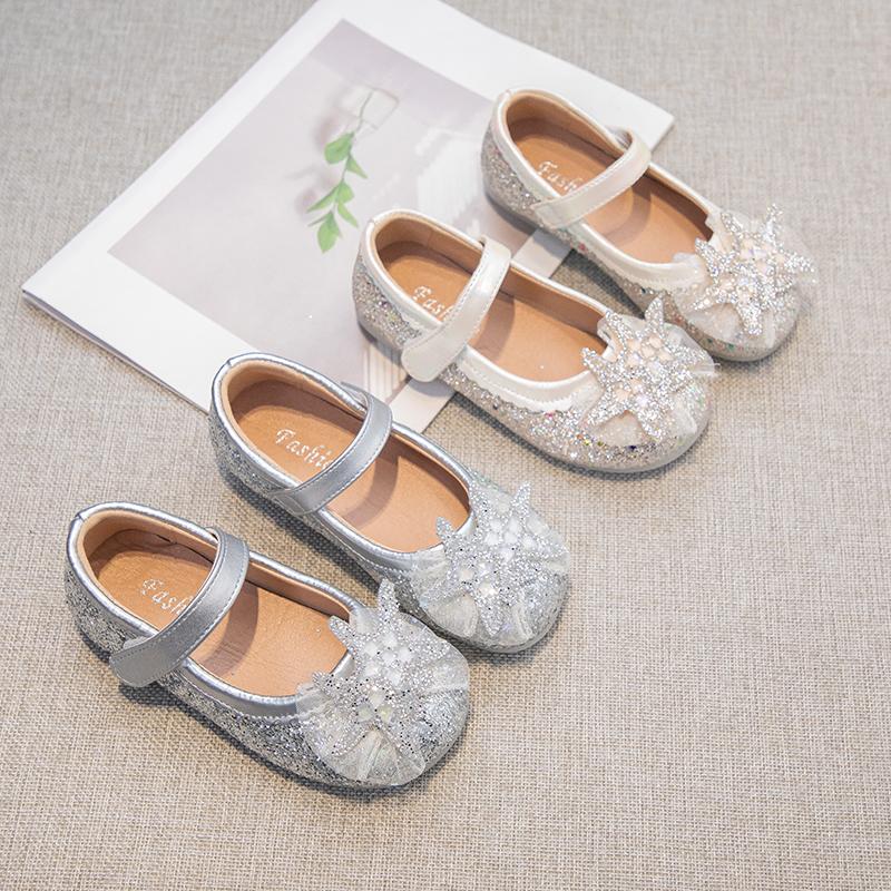 Wiosna 2025 Nowa Kolekcja Dziecięce Uniwersalne Błyszczące Płytkie Czółenka Dziewczęce Kryształowe Księżniczki Buty na Imprezę