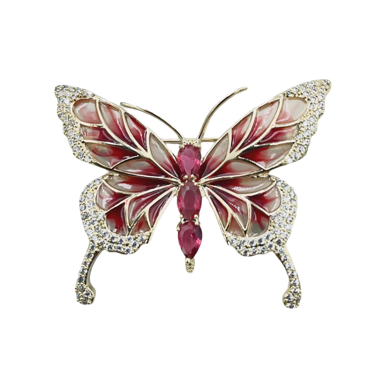 

Элегантная эмалевая брошь-бабочка, винтажные дизайны со стразами для женщин, ювелирные аксессуары, идеи для подарков красный