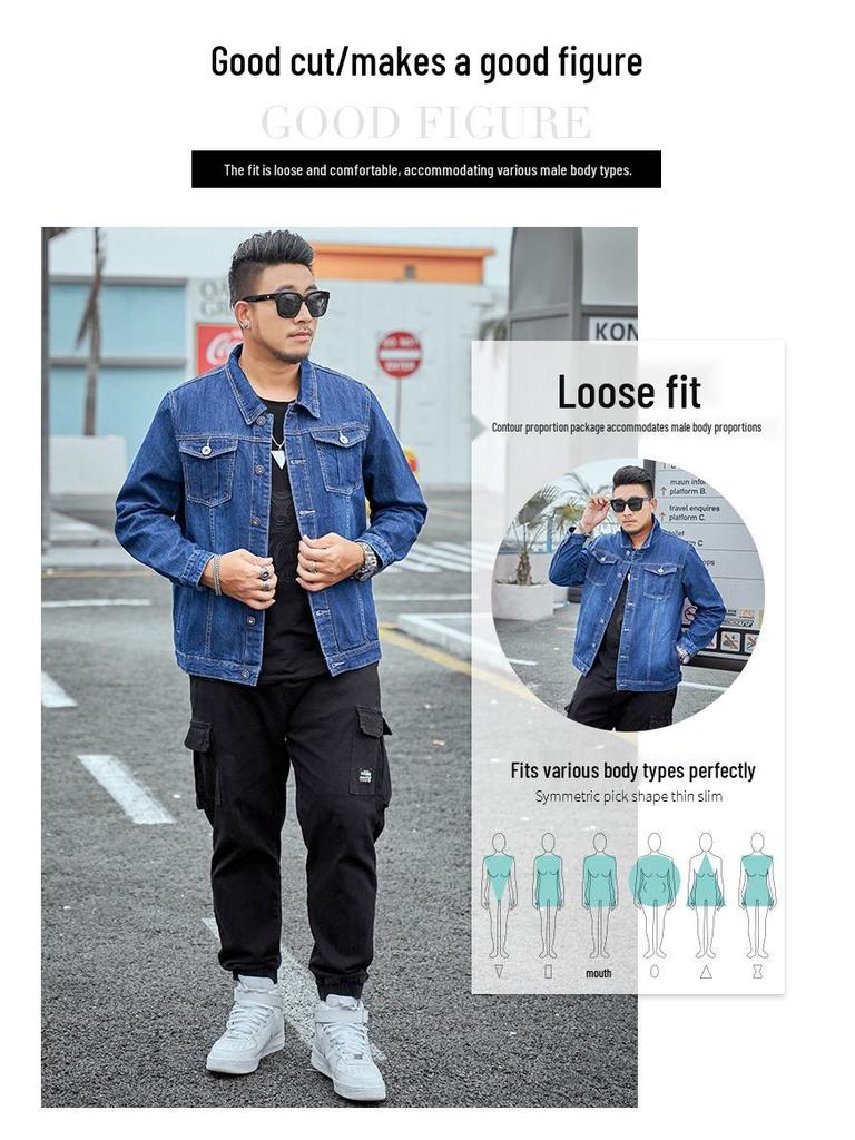Veste en jean tendance pour homme grande taille - Manteau chemise en jean extra large pour homme - Printemps & Automne