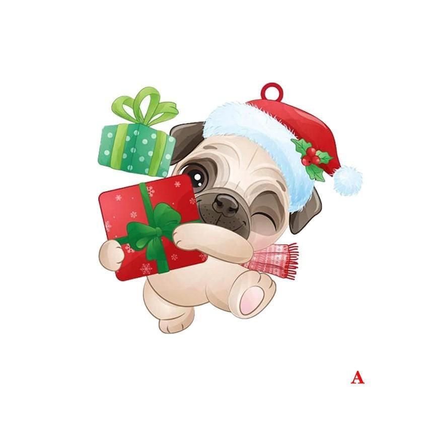 

Adorable Christmas Pug Car Interior Ornament Acrylic Holiday Tree Decoration Gift A