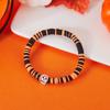 Halloween Skeleton Ghost Pumpkin Pattern Bracelet For Women Soft Clay Pottery Beaded Bangles Party All Saints' Day Jewelry Gift