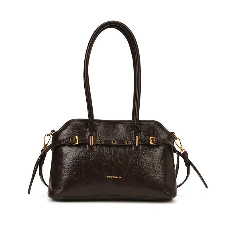 Retro Lazy Briefcase Bag Women's Large-capacity Texture Versatile Simple Niche Design Portable Shoulder Tote Bag