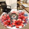 1pc Kitten Flowers Office Round Rug, Carpet for Office, Gaming, Lightweight Round Floor Mat yy260208091
