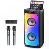 FanFun Karaoke Machine, Portable Bluetooth Speaker with 2 Microphones, RGB Party Light, Remote Control, T10-T