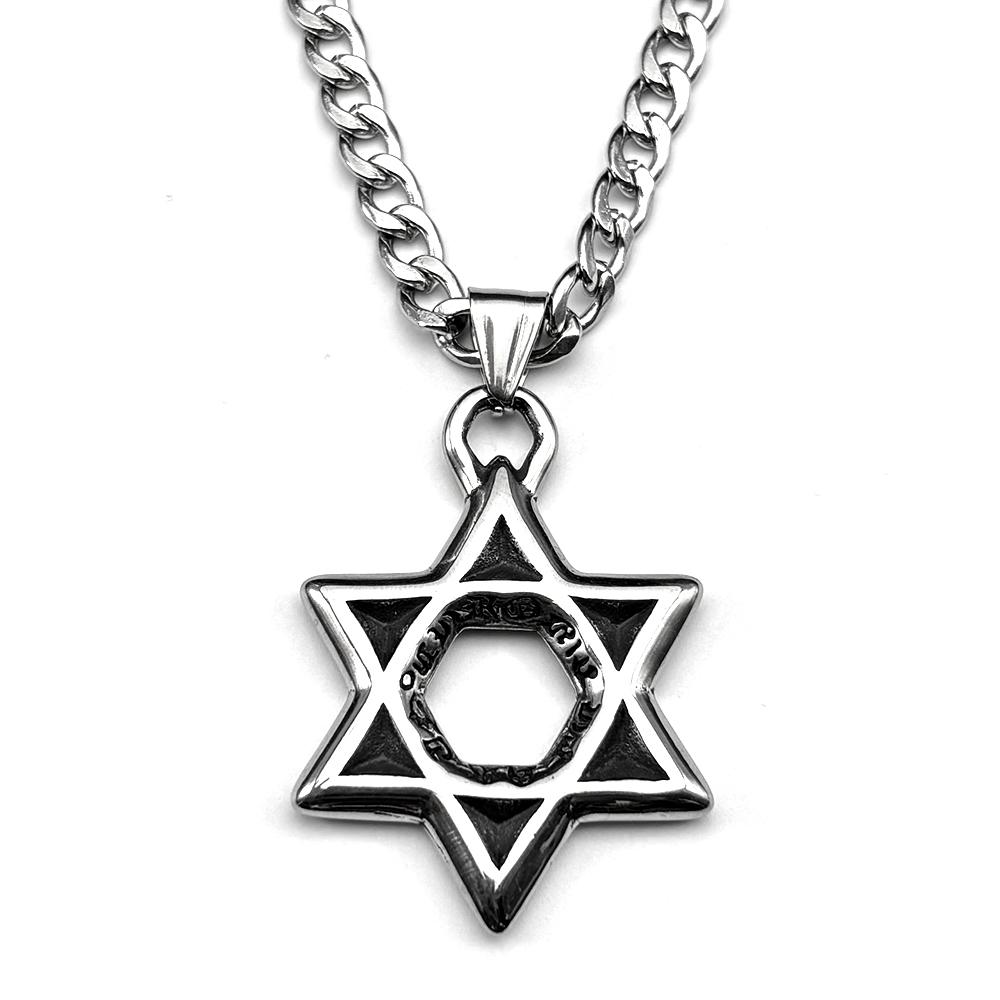 Israel Hexagram Je Davidstern Anhänger Halskette für Damen Herren Edelstahl Silber Farbe Magen David Kette Schmuck Geschenk