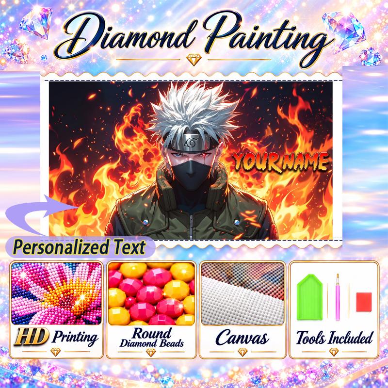 Personalized Kakashi Hatake Diamond Art Custom Name 5D Diamond Painting Full Drill DIY Craft