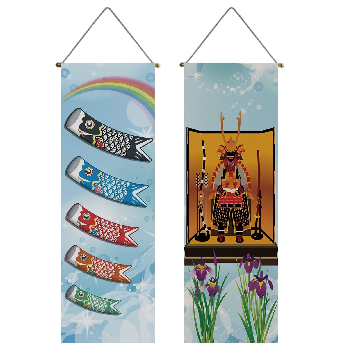 

Next Design of Koi Nobori May Day Polyester Hanging Scroll Koi Nobori Wall Hanging Mini Indoor Use [Set 2] (Carp Streamer) - Doll, Boy s Day,