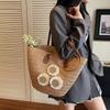 Yogodlns Damen Sommer Stroh Gewebt Große Kapazität Korb Schultertasche Handtaschen Mode Floral Dekor Luxus Designer Strand Bali Shopper Totes