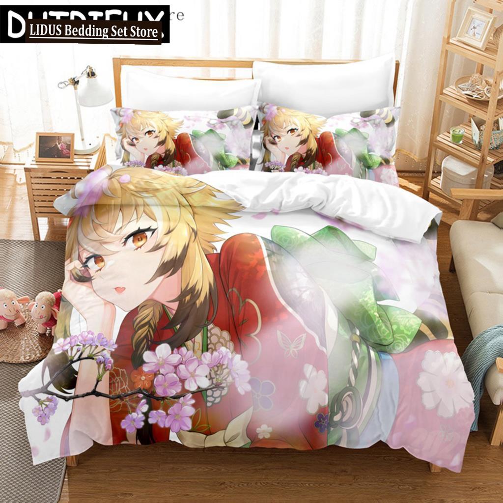 Anime Genshin Impact Lumine Duvet Cover Cartoon Girl Bedding Sets Twin Double Bed Set For Home Textiles