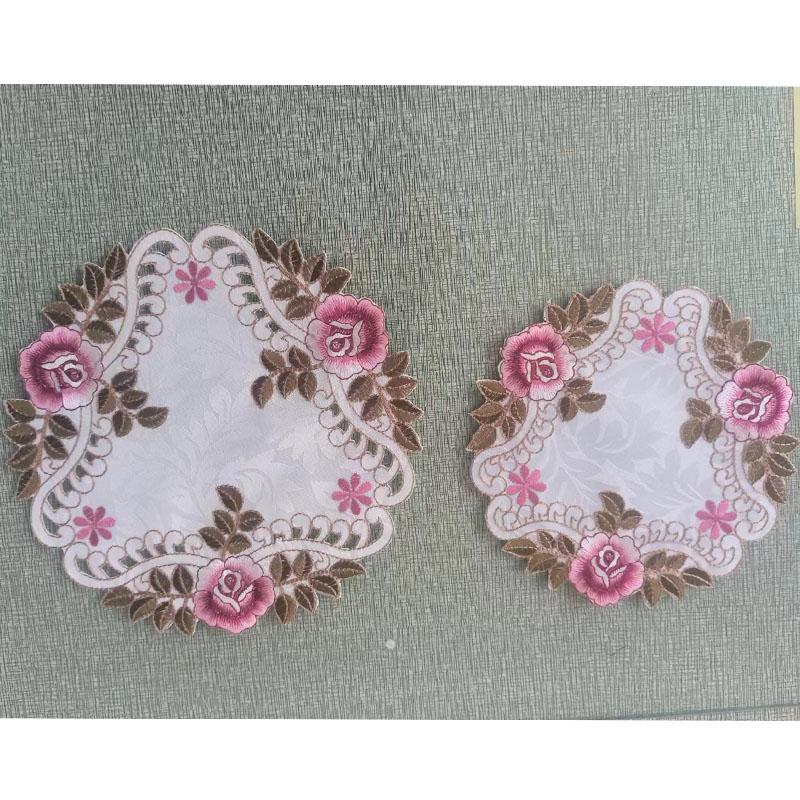 Popular rosa flor bordado mesa jogo americano pano casamento festa de natal jogo americano cozinha decoração de mesa e acessórios