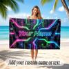 City Cyberpunk Theme Soft Beach Towel Personalized Custom Name Text Towel Portable for Beach Pool Travel