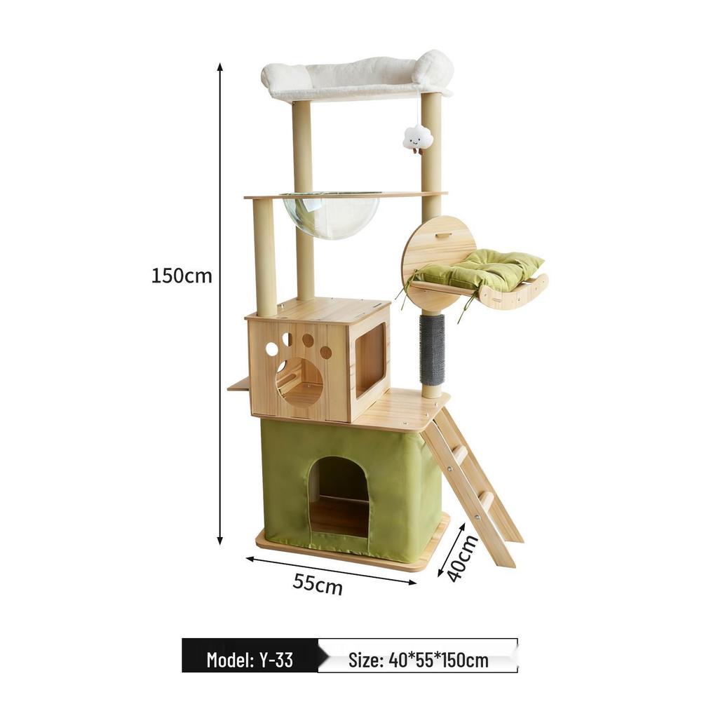 Custom Cat Tree & Bed: Space Capsule Design with All-Season Jumping Platform & Large Scratching Post