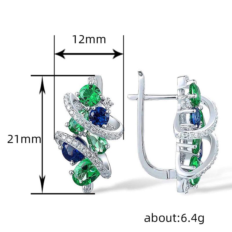Fashion Inlaid Zircon Earrings For Women, Geometric Line Ear Buckles, Light Luxury High-End Earrings With A Sense Of Design