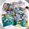 New spring and summer light and breathable 61 * 61cm square scarf versatile printed mulberry silk cotton blended women's silk scarf