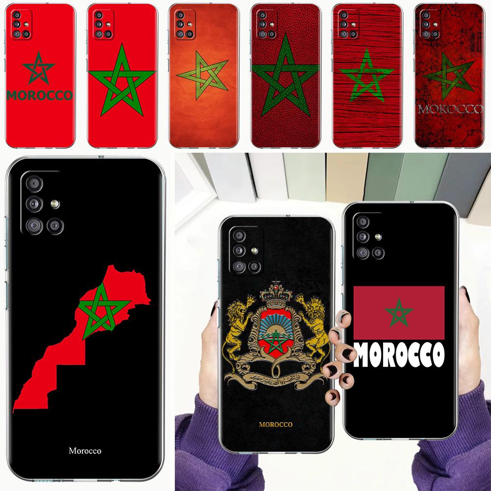 Phone Case For Samsung A15 A13 A35 A55 A51 A71 A41 A31 A21S A03S A05 A17 A23 A25 A33 A53 A73 5G A07 4G Cover Morocco Flag Soccer