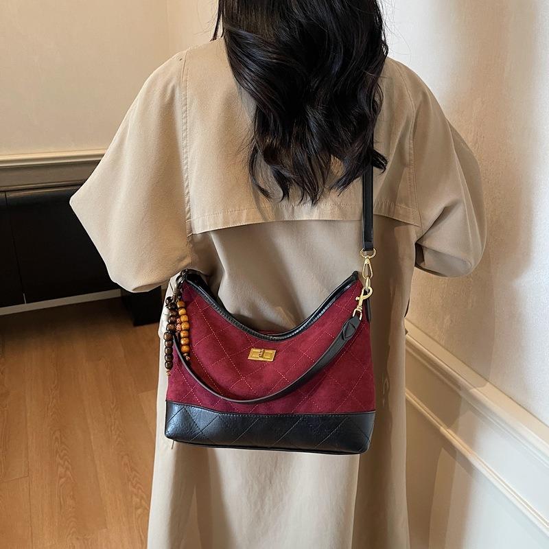 Retro Small Bag Women's New Fashion Contrasting Color Versatile Messenger Bag One Shoulder Underarm Dumpling Bag