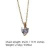Purple Teardrop Zirconia Heart Pendant Necklace, Golden Tone Dainty Jewelry for Women
