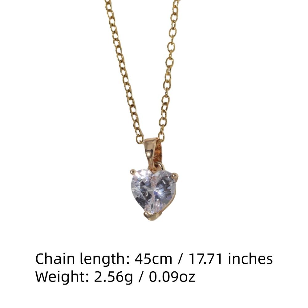 Purple Teardrop Zirconia Heart Pendant Necklace, Golden Tone Dainty Jewelry for Women