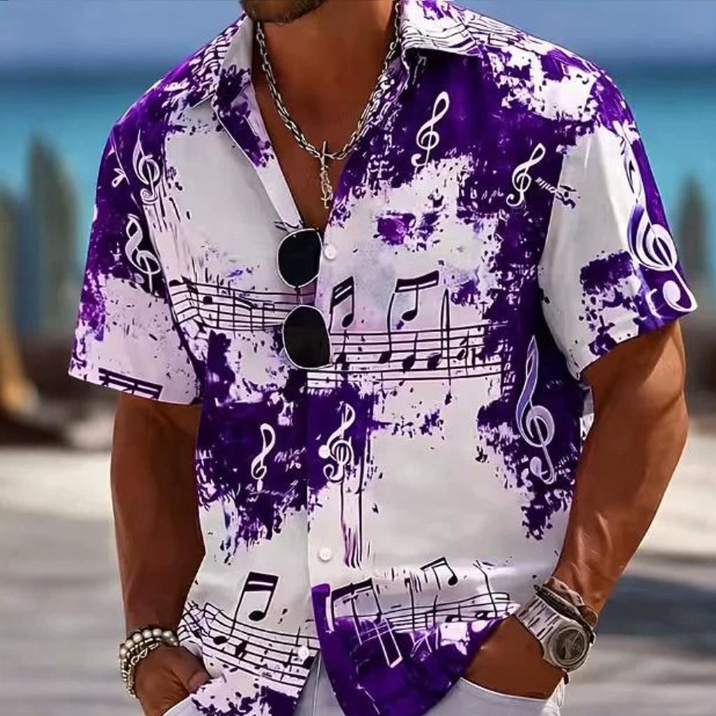 Camisa Casual de Manga Corta con Cuello de Solapa para Hombre Verano Camisa Hawaiana de Color Sólido Tops 100% Poliéster