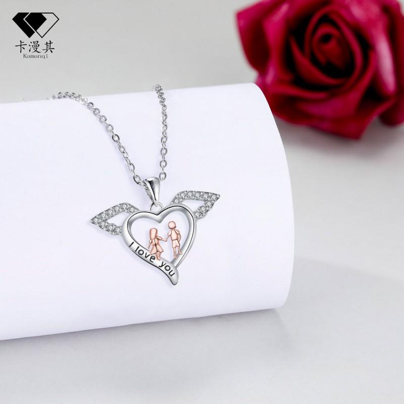 Rose Gold Heart Pendant Necklace Women Elegant Copper Cross Chain Choker 41-50cm Adjustable Length Fashionable Casual