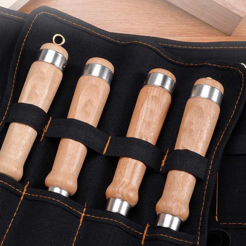 Canvas Roll Holder Tool Bag Carrying Case Pouch Pockets Organizer For Carpenter Cutter Hammer Chisel Wrenches Gouges